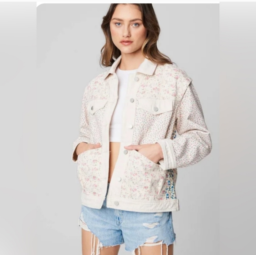 NWT Blank NYC Mixed Floral Jean Jacket